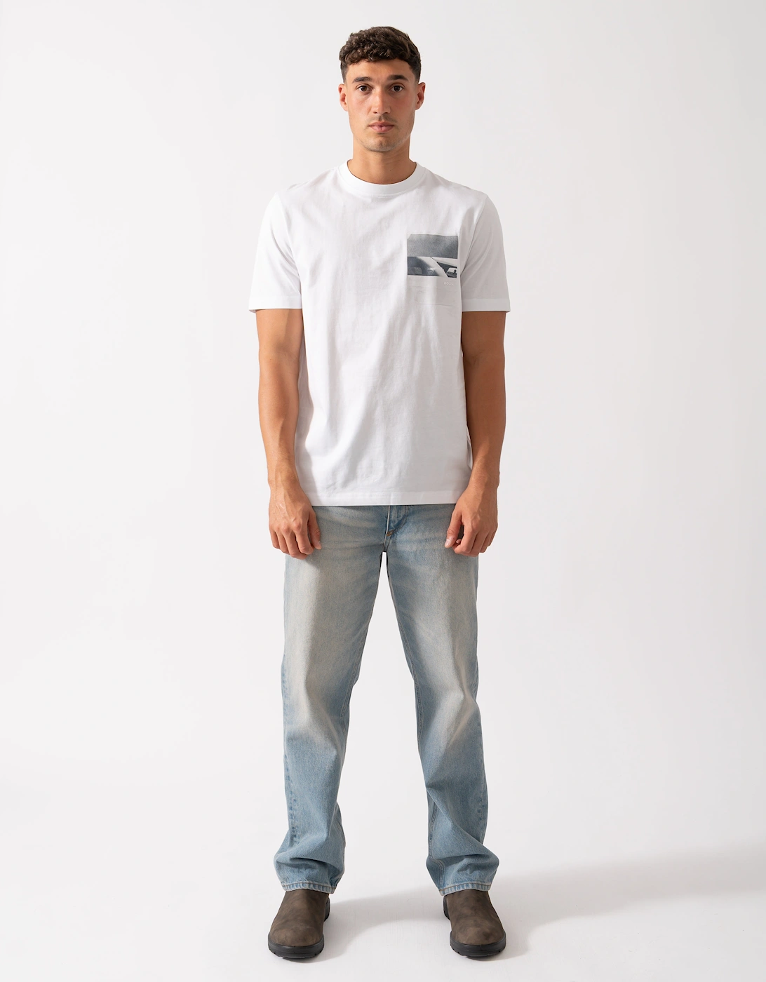 BOSS Orange Te Container Mens Graphic Print T-Shirt - White 100