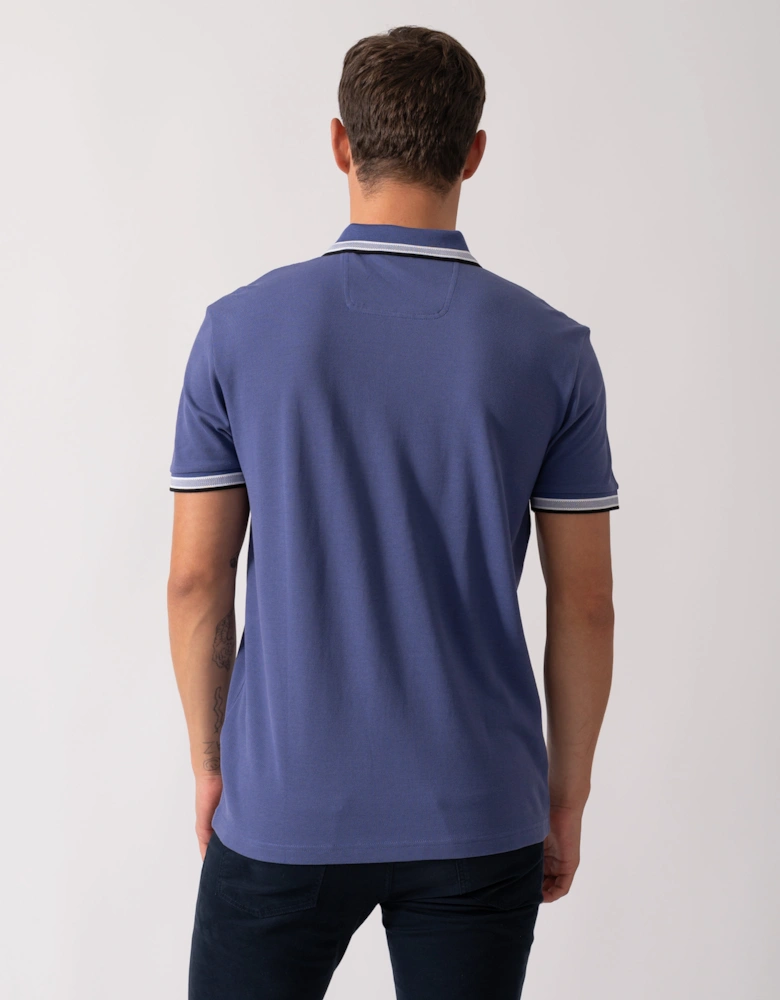 BOSS Green Paddy Mens Cotton-Piqué Polo Shirt with Contrast Logo - Navy 417