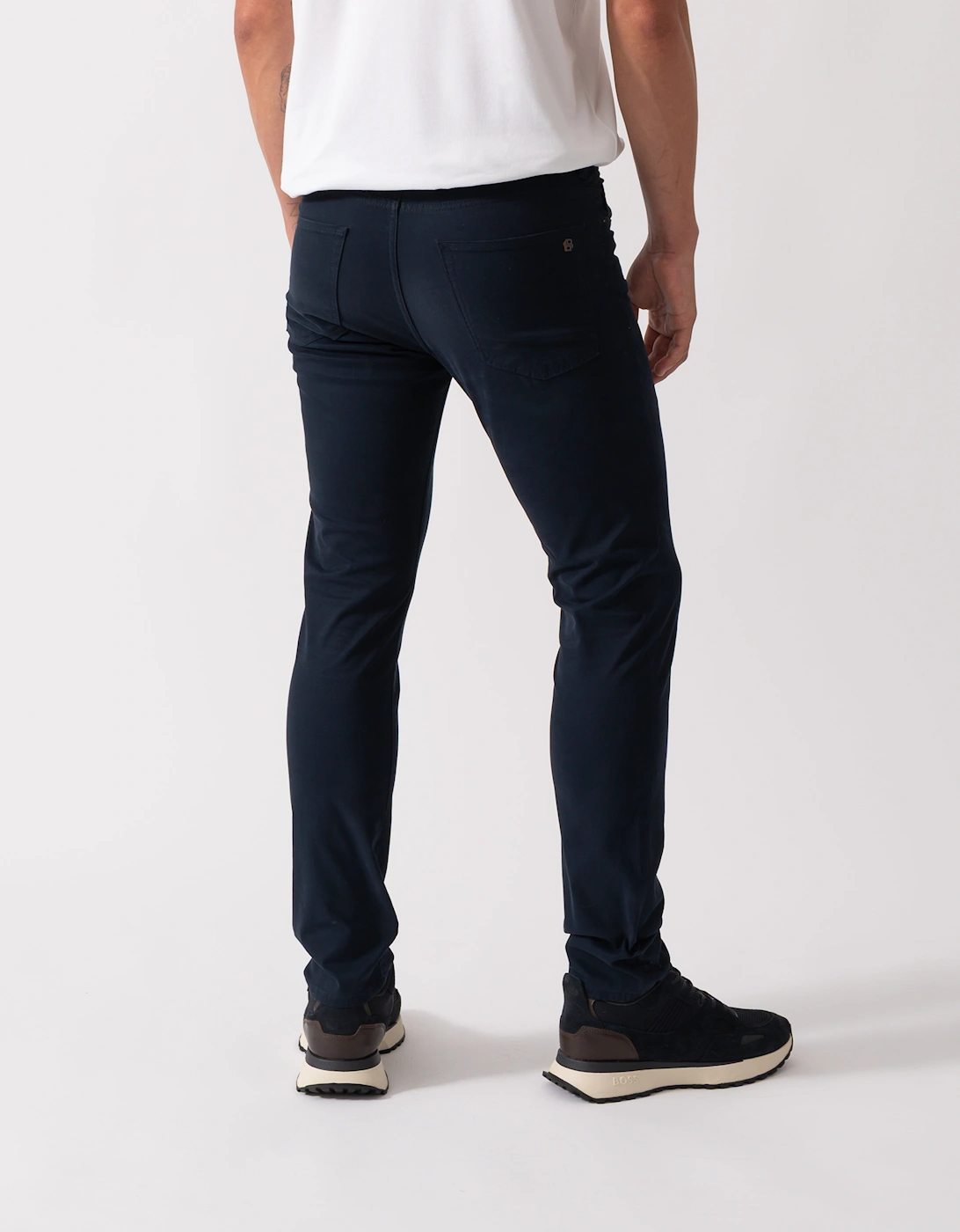 BOSS Orange Delaware Mens Slim-Fit Trousers in Stretch-Cotton Moleskin  - Dark Blue 404