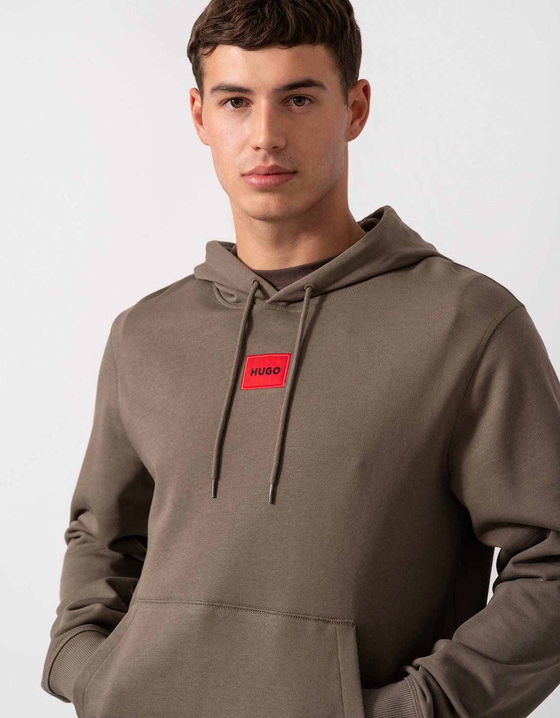 HUGO Daratschi214 Label Logo Mens Hoodie - Medium Grey 032