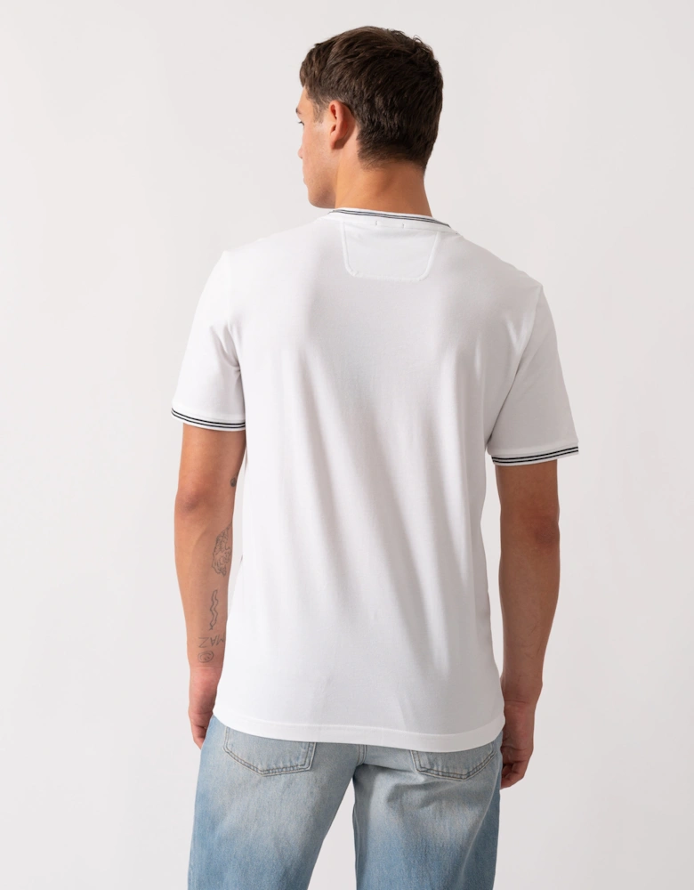 BOSS Green Taul Mens Stretch-Cotton T-Shirt with Stripes and Logo - White 100