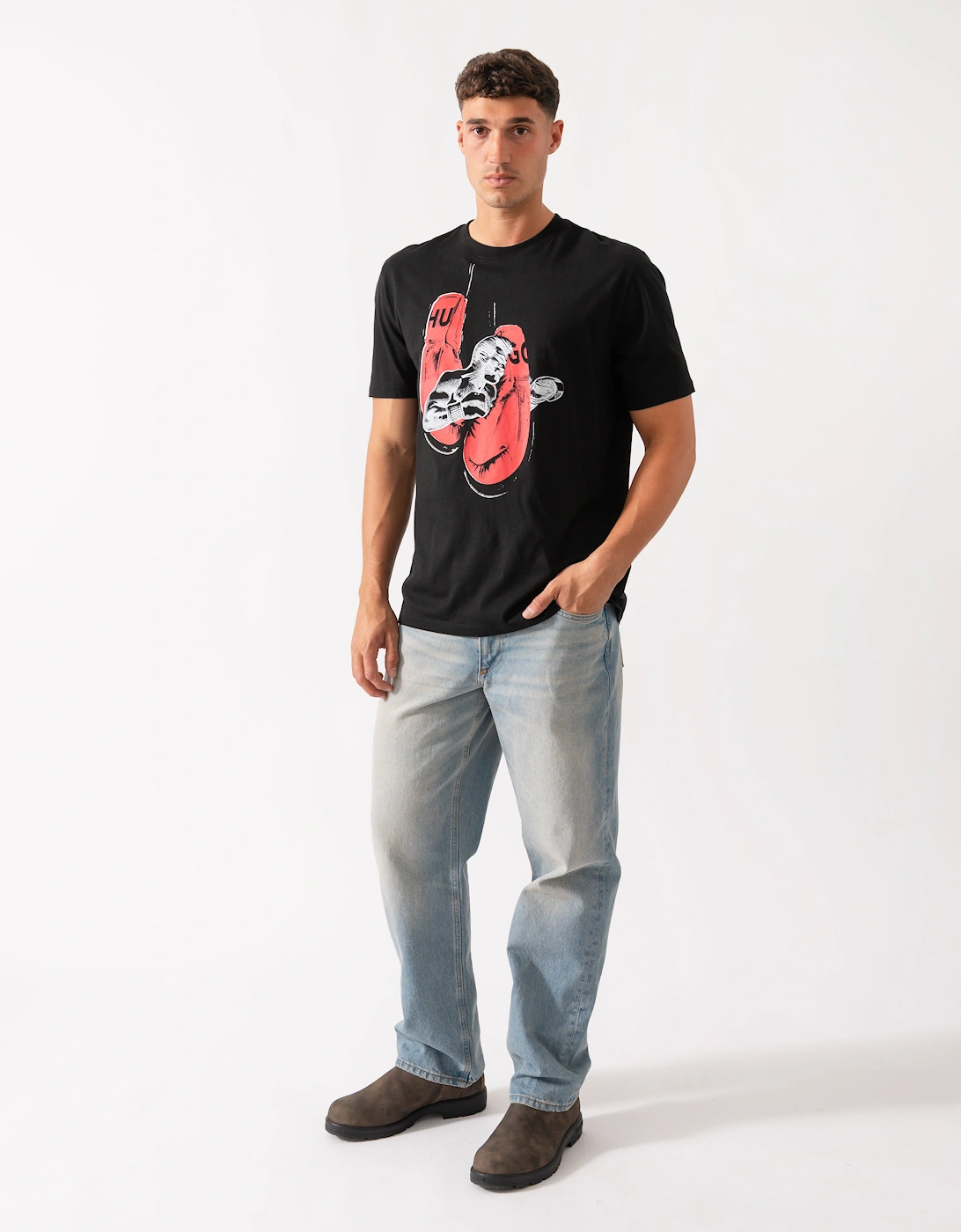 HUGO Diboxer Mens Graphic Print T-Shirt - Black 001
