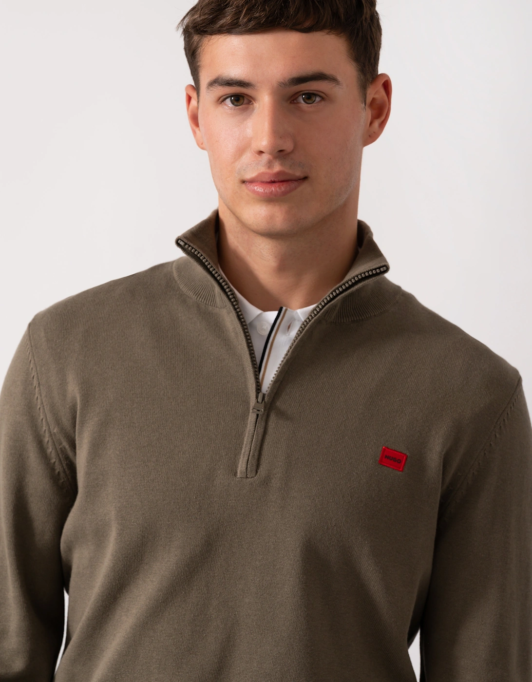 HUGO San Quintus-C Mens 1/4 Zip Pullover - Medium Grey 032