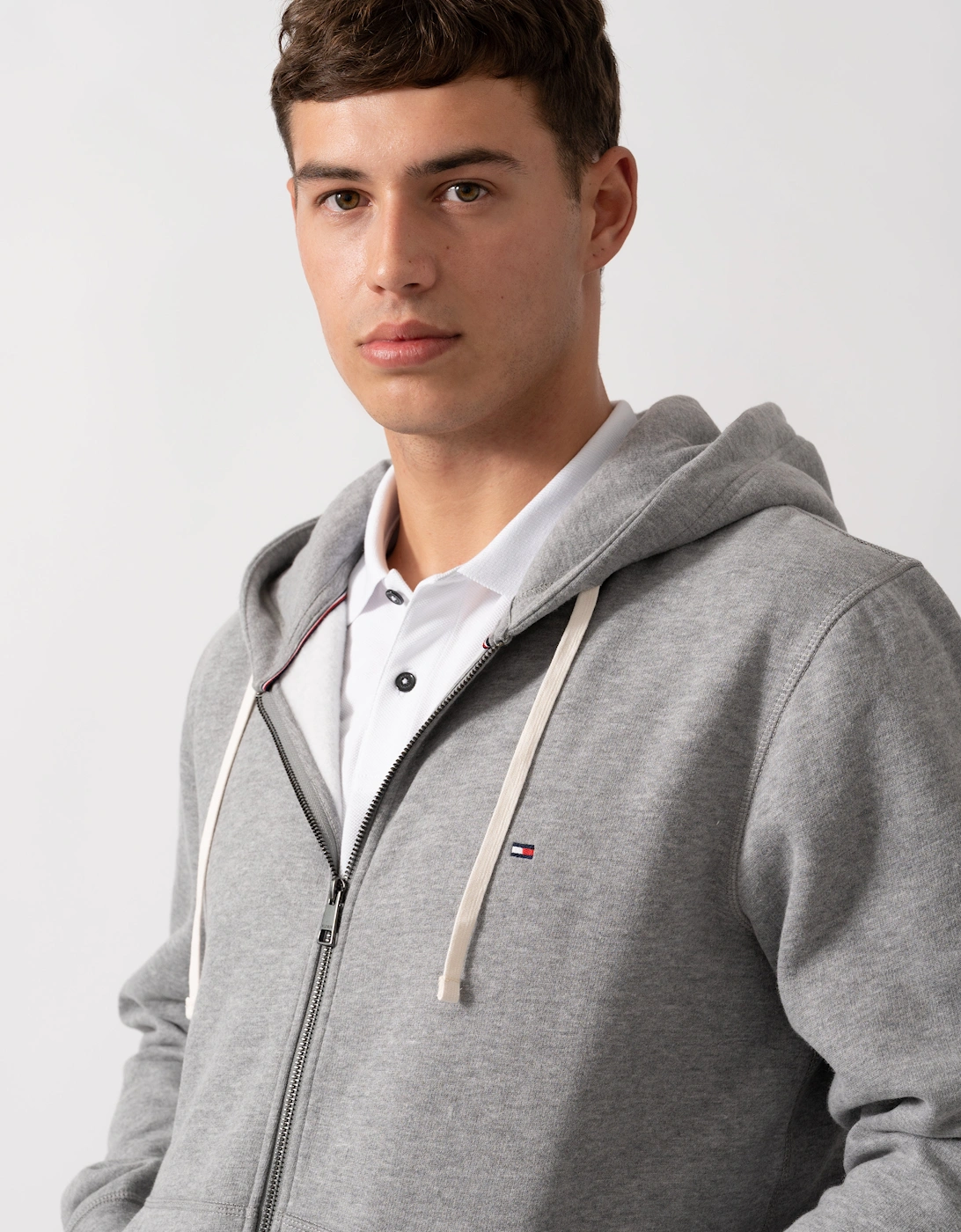 Essential Fleece Mens Zip Hoodie - Medium Grey Heather