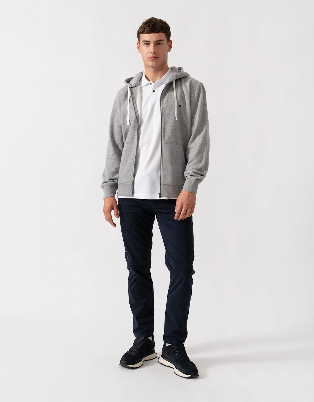 Essential Fleece Mens Zip Hoodie - Medium Grey Heather