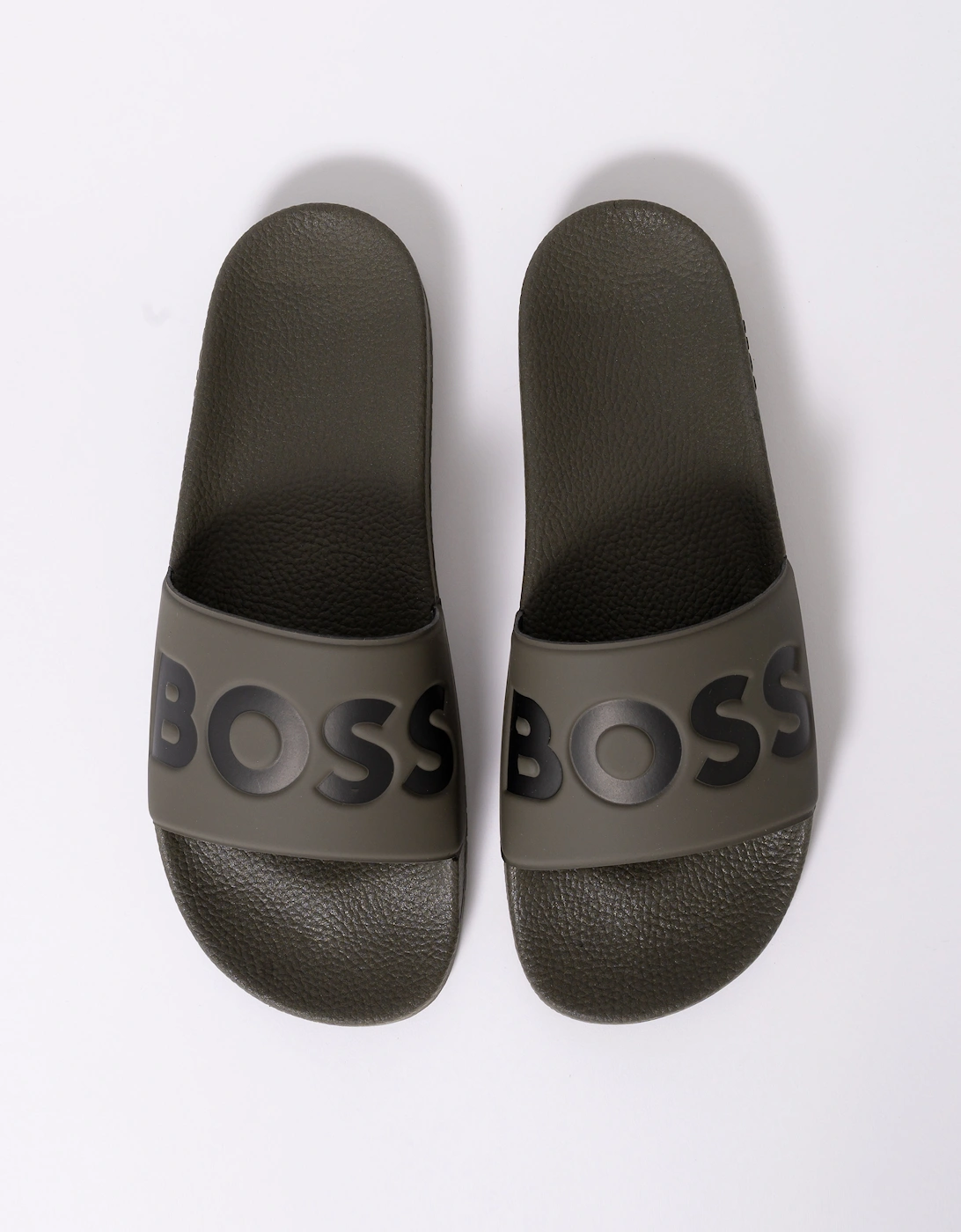 BOSS Orange Aryeh Mens Italian-Made Slides With Large Logo Detail - Medium Brown 210
