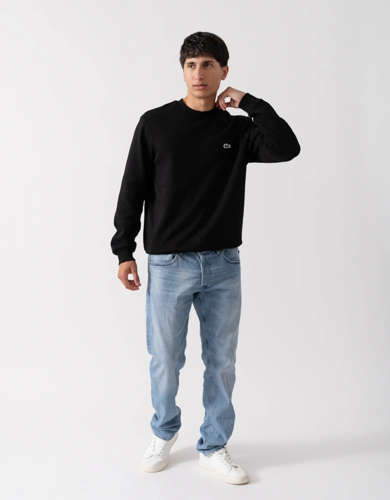 Mens Crew Neck Fleece Sweatshirt - Black 031
