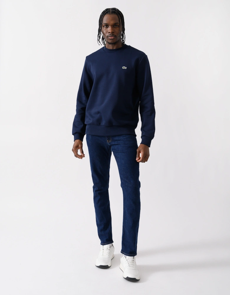 Mens Crew Neck Fleece Sweatshirt - Navy Blue 166