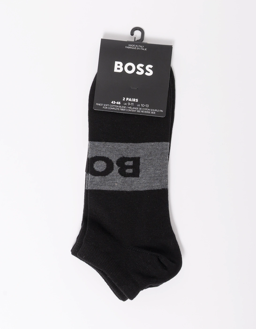 BOSS Orange 2-Pack Mens Ankle-Length Socks in Stretch Fabric - Black 001