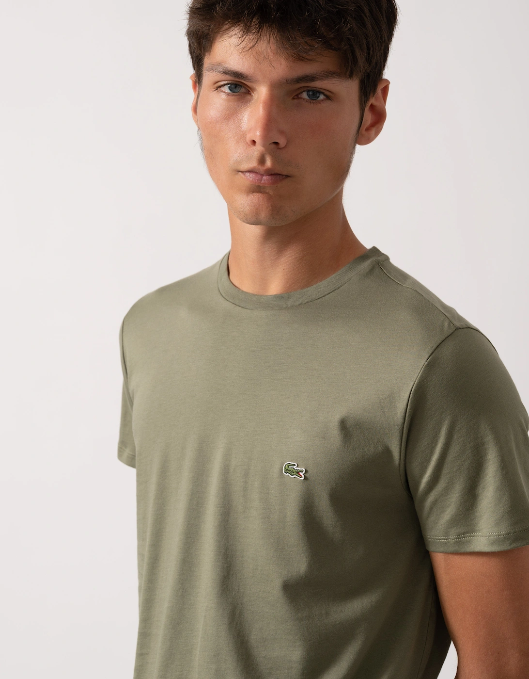 Mens Crew Neck Pima Cotton Jersey T-Shirt - Khaki BMY