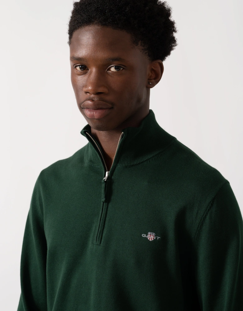 Mens Classic Cotton Half Zip Jumper - 374 Tartan Green