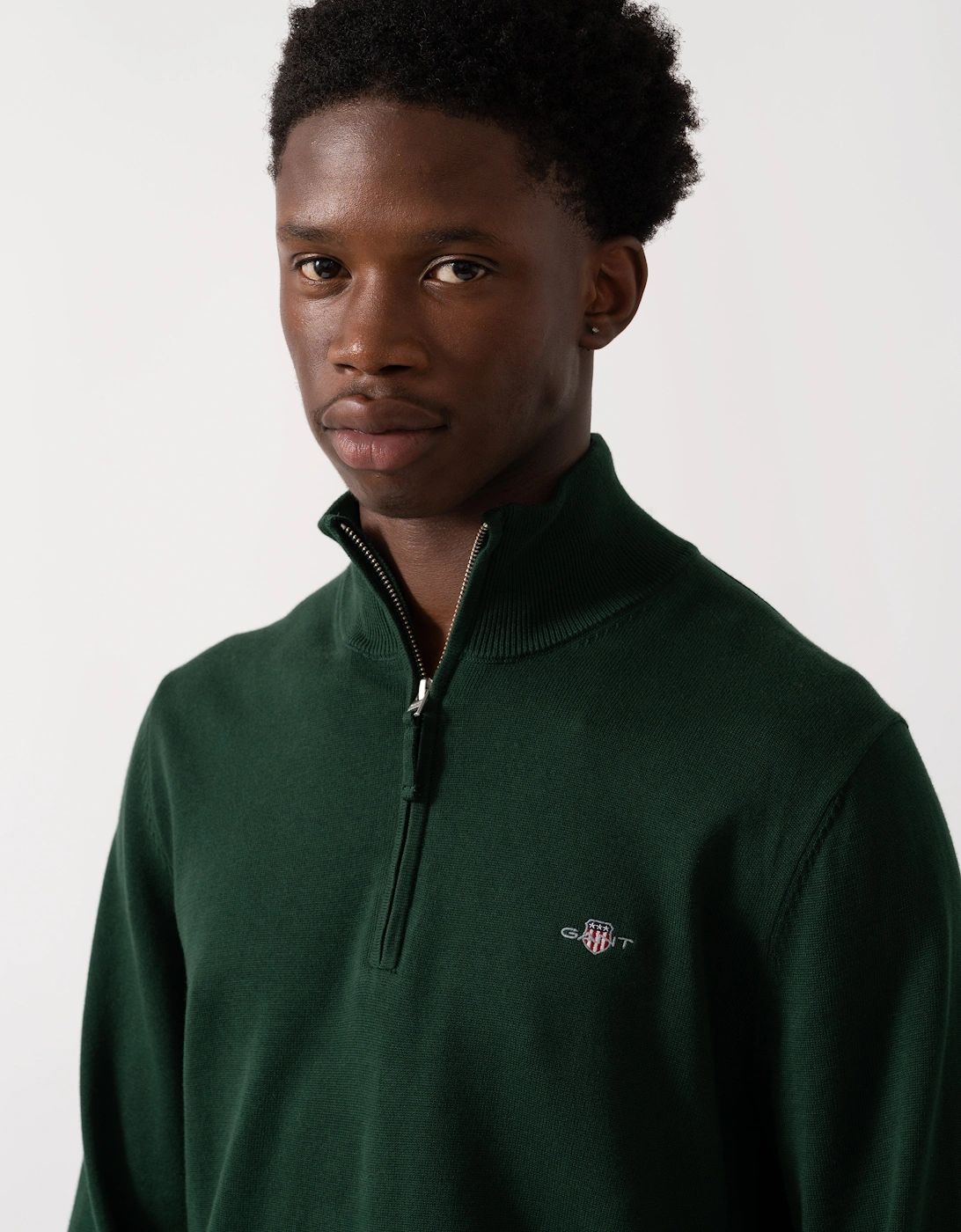 Mens Classic Cotton Half Zip Jumper - 374 Tartan Green