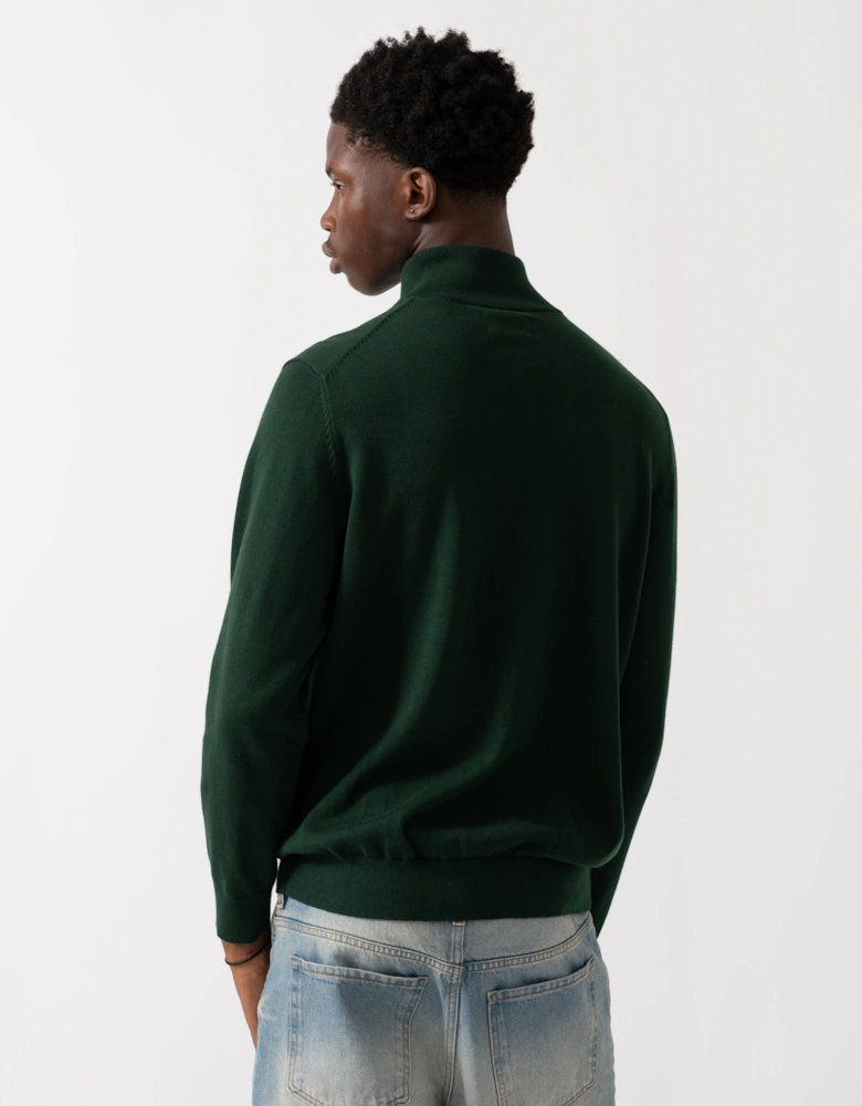 Mens Classic Cotton Half Zip Jumper - 374 Tartan Green