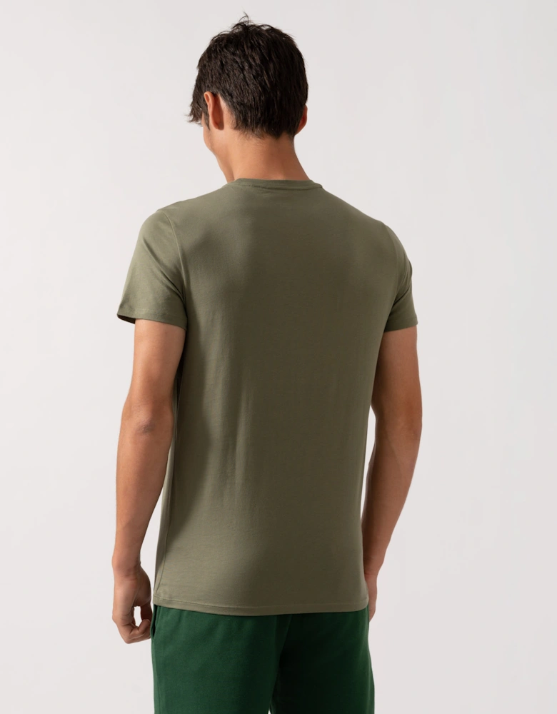 Mens Crew Neck Pima Cotton Jersey T-Shirt - Khaki BMY