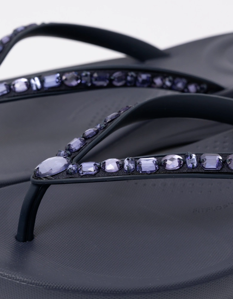 Womens iQushion Multi-Crystal Ergonomic Flip-Flops - Midnight Navy 399