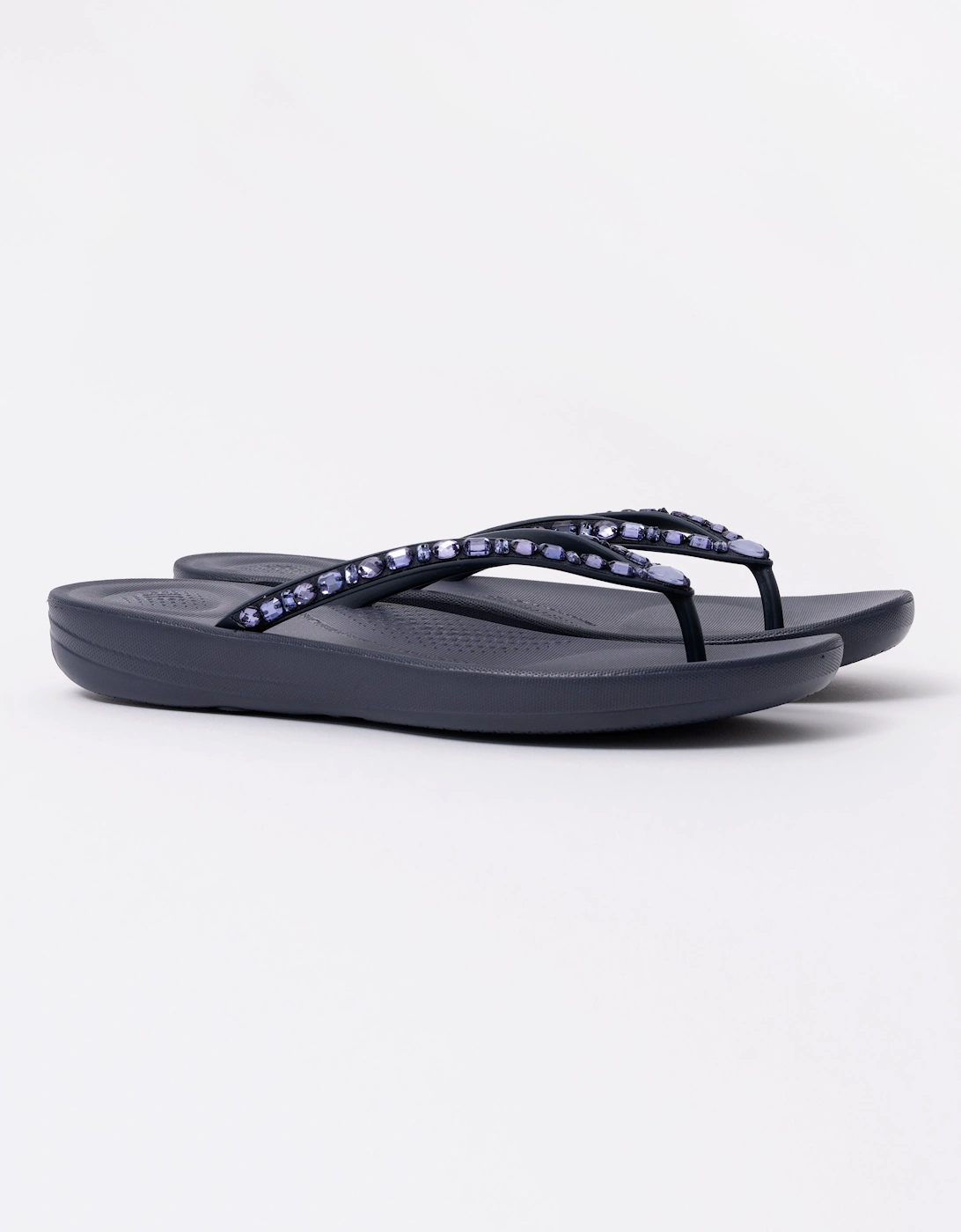 Womens iQushion Multi-Crystal Ergonomic Flip-Flops - Midnight Navy 399