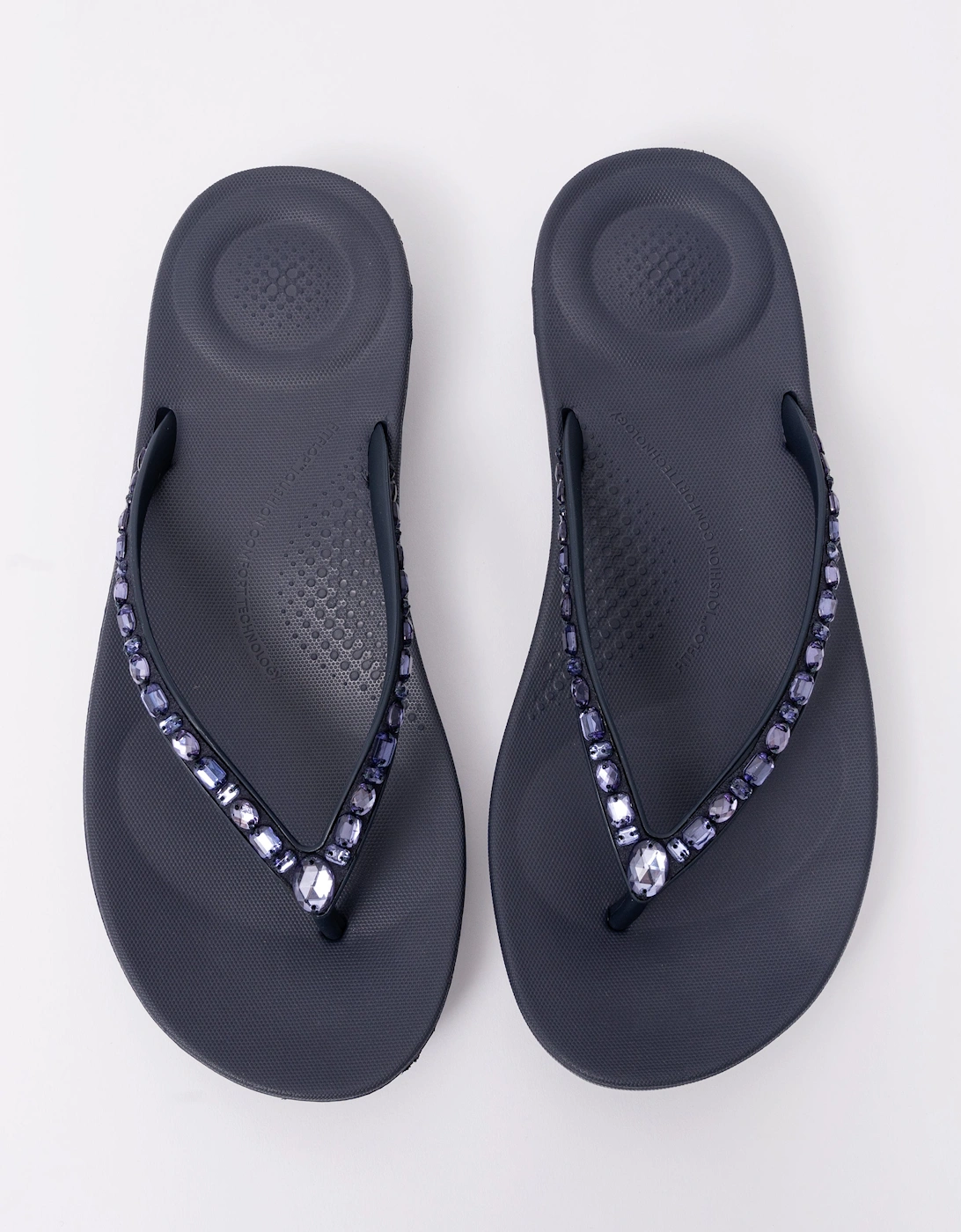 Womens iQushion Multi-Crystal Ergonomic Flip-Flops - Midnight Navy 399