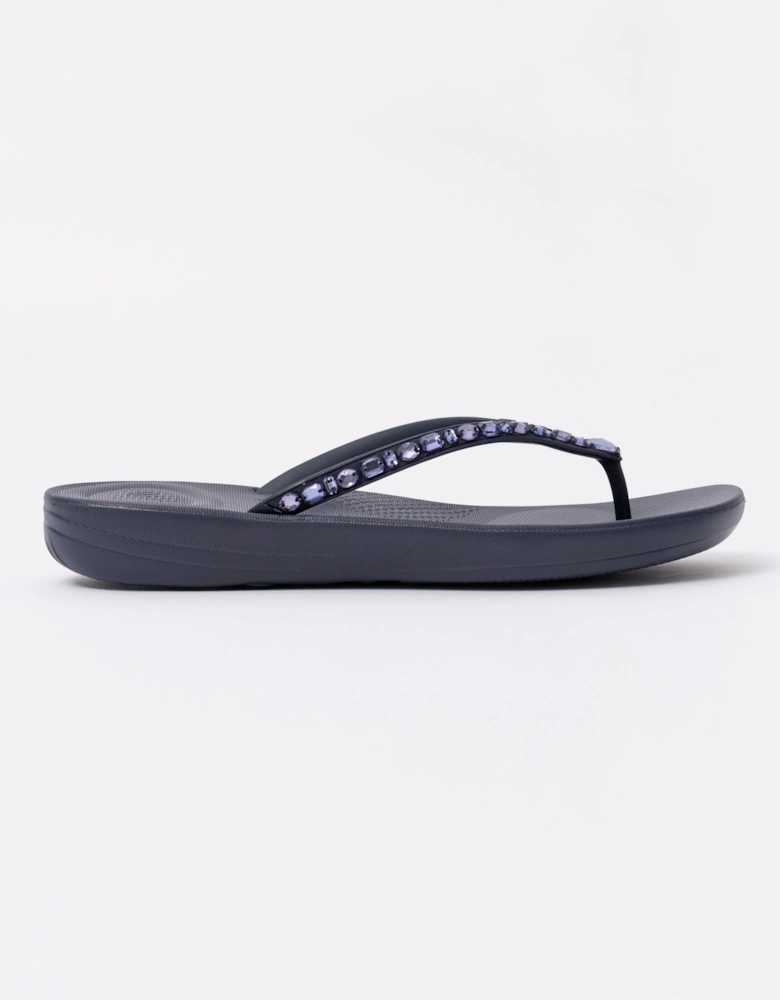 Womens iQushion Multi-Crystal Ergonomic Flip-Flops - Midnight Navy 399
