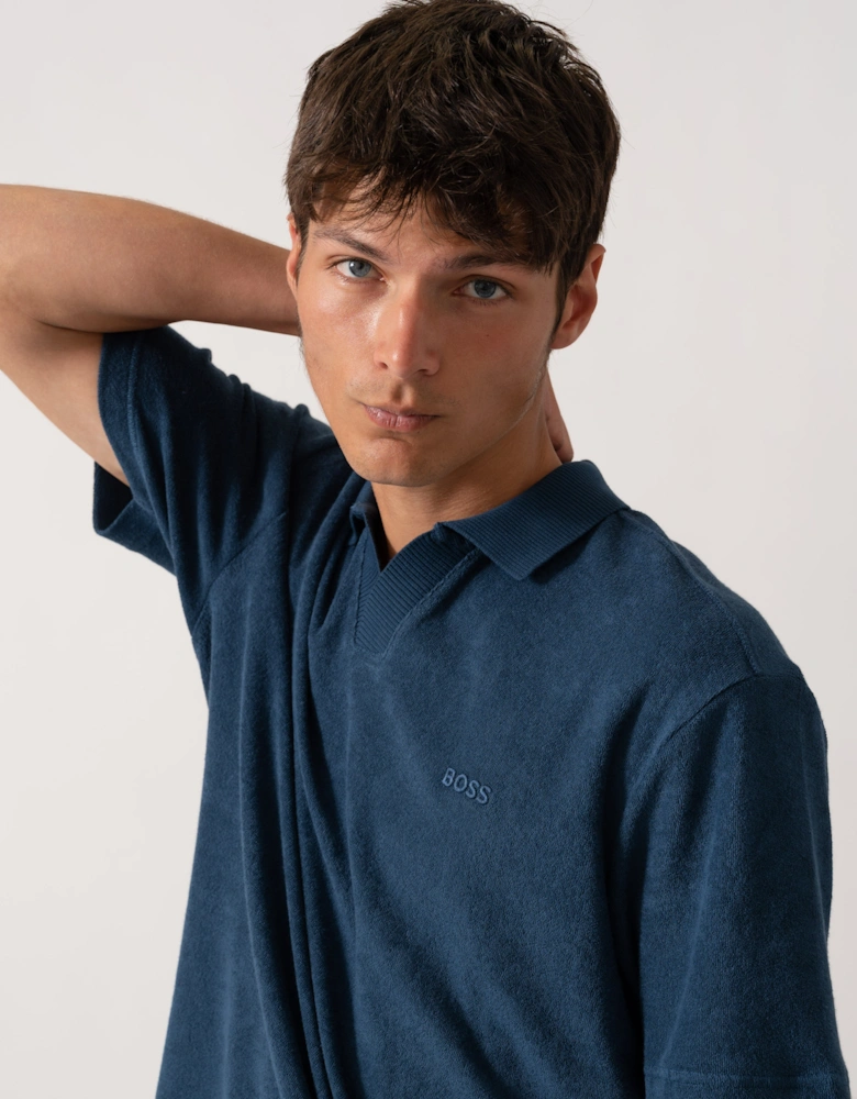 BOSS Orange Doubletowel Mens Polo Shirt - Open Blue 466