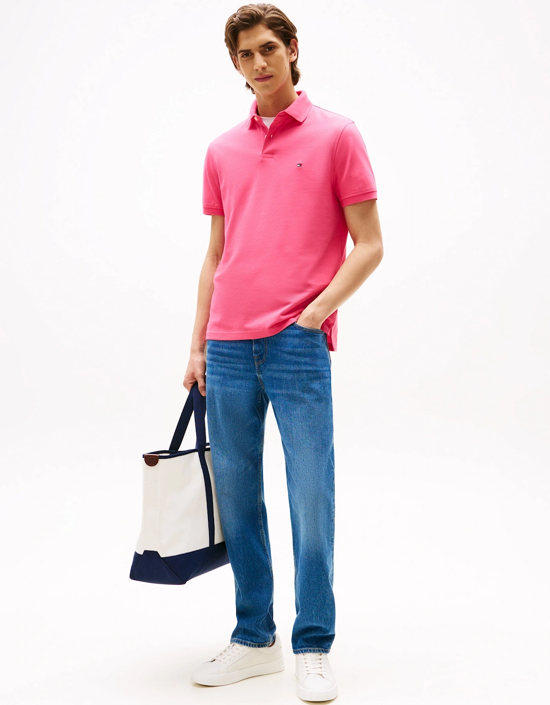 1985 Regular Fit Mens Polo - Pink Alert