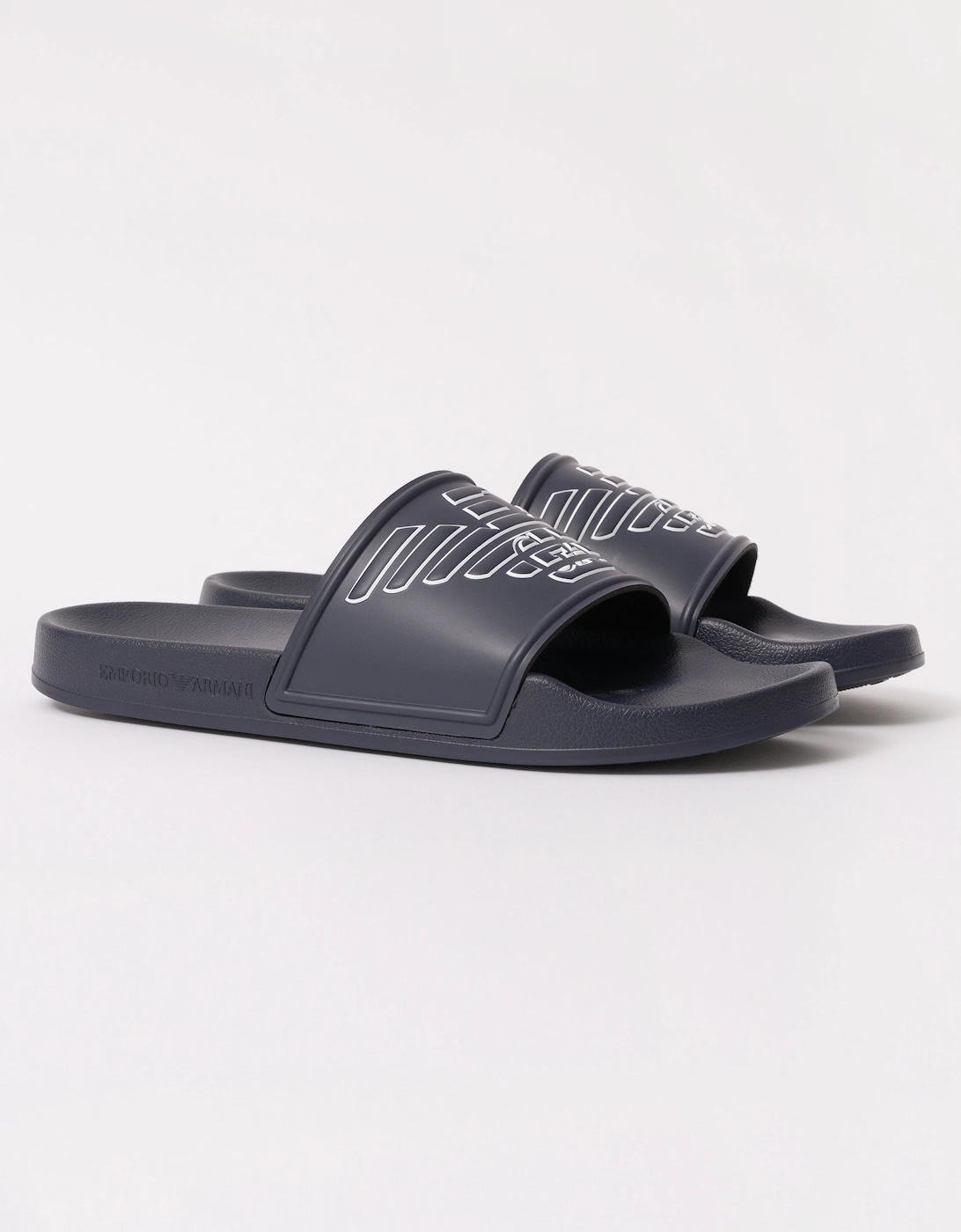 Mens Embossed Eagle Slides - Blue/White