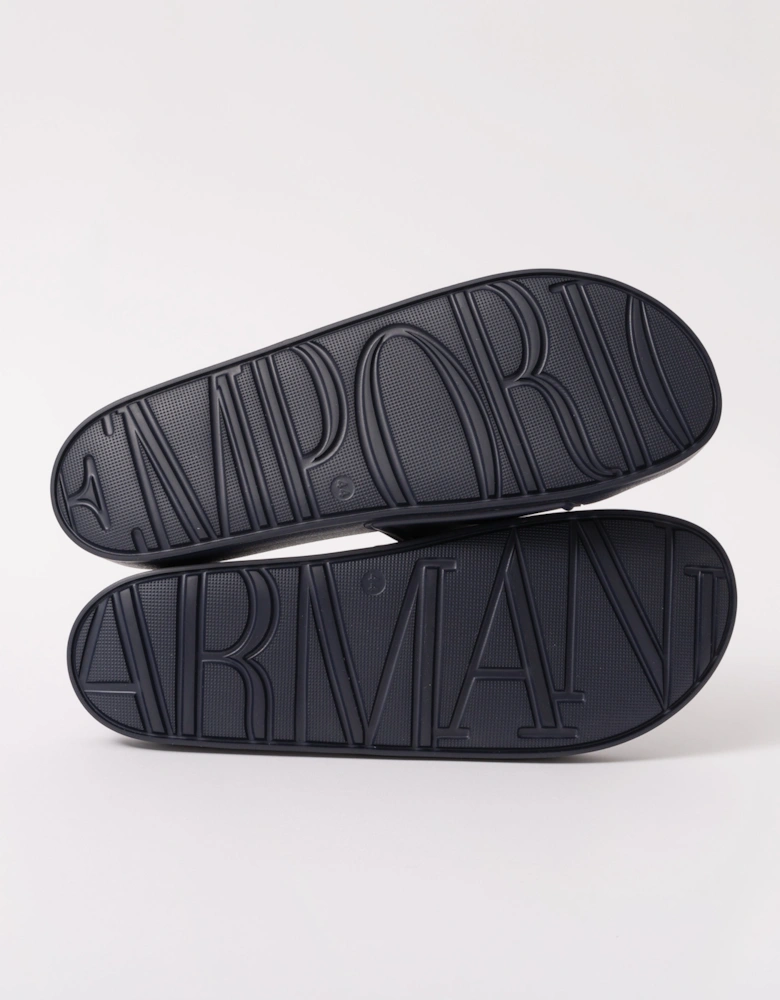 Mens Embossed Eagle Slides - Blue/White