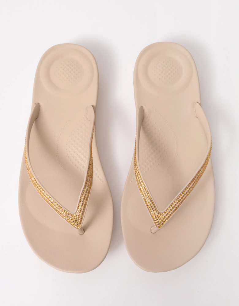 IQushion Sparkle Womens Flip-Flop - Stone Beige A20