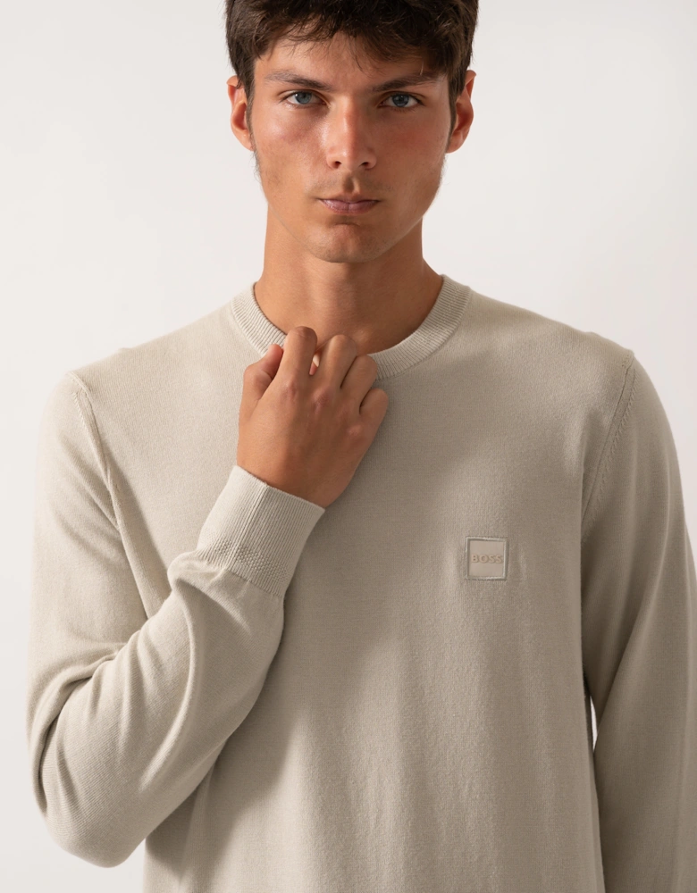 BOSS Orange Kanovano Mens Crew Neck Jumper - Light Beige 271