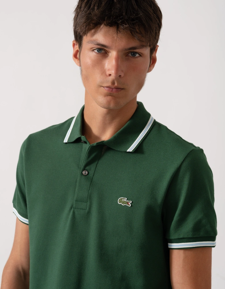 Mens Tipped Polo Shirt - Green 132