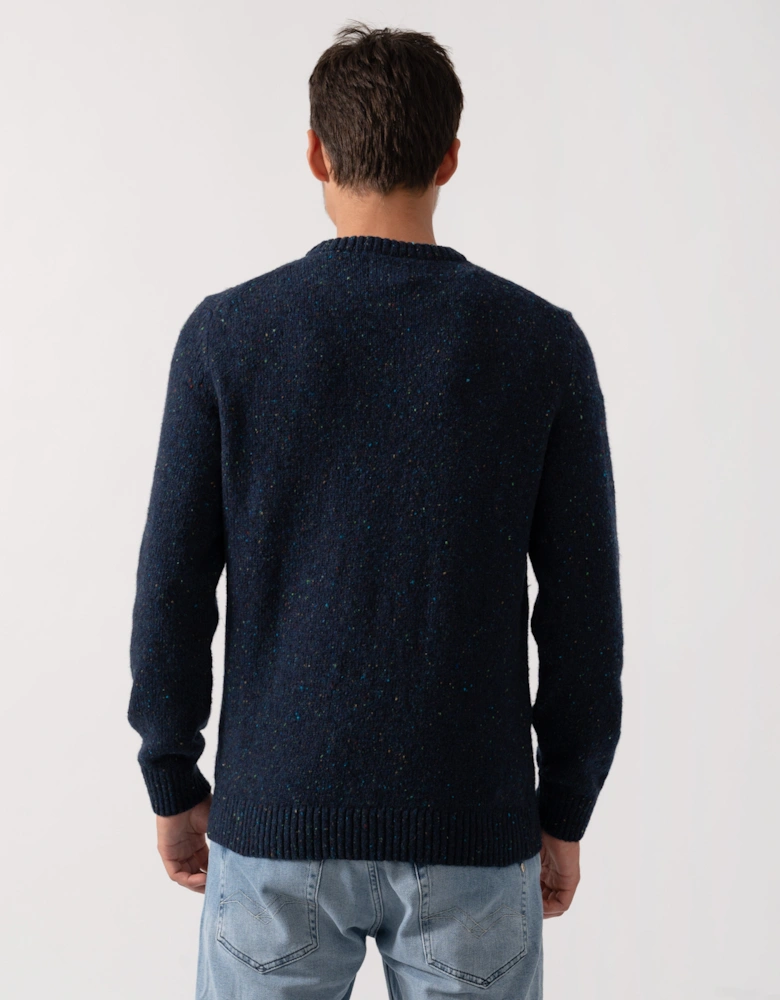Mens Neps Wool Crew Neck Jumper - 433 Evening Blue