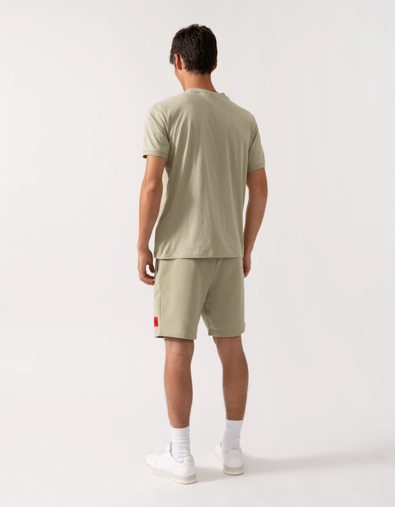 HUGO Diz222 Mens Cotton Terry Shorts with Logo Label - Open Green 391