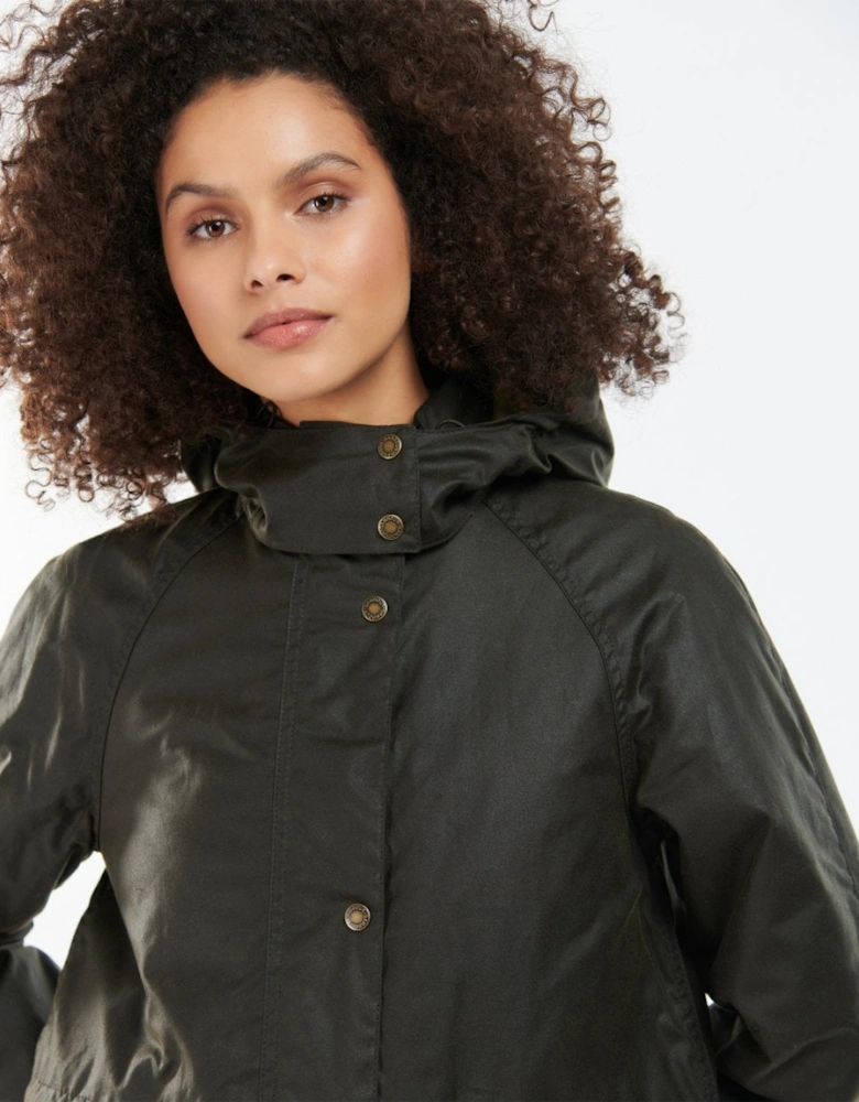 Long Cannich Womens Wax Jacket - Olive/Classic
