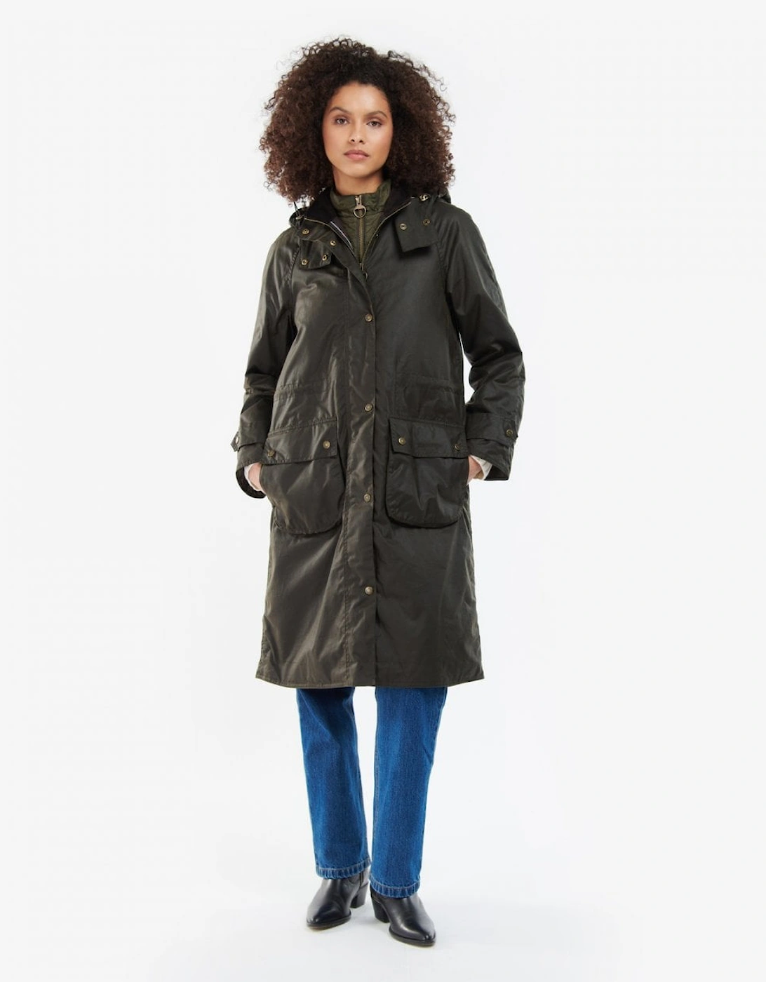 Long Cannich Womens Wax Jacket - Olive/Classic