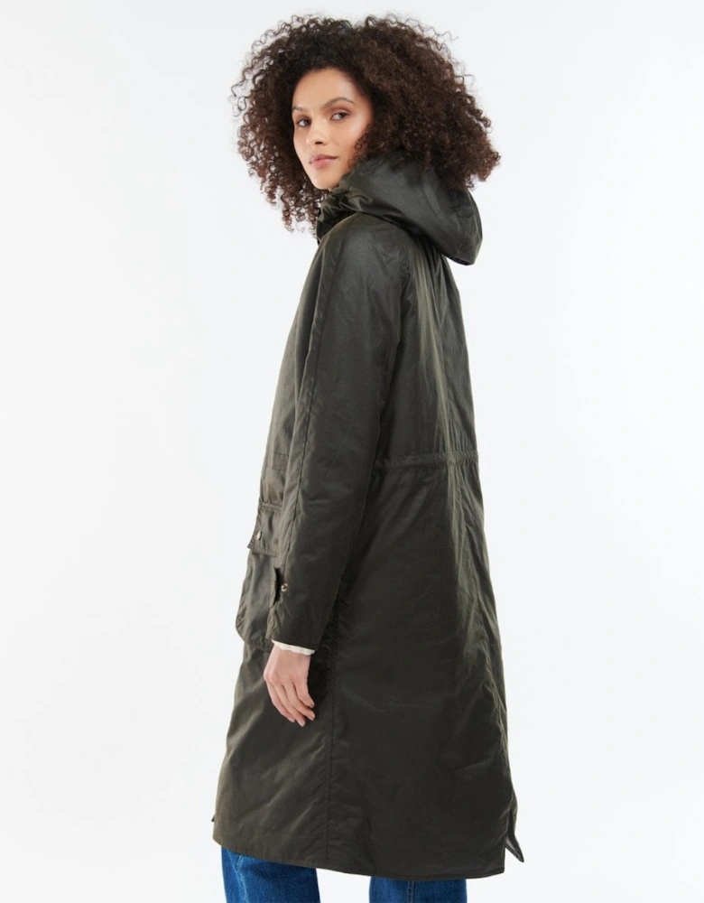 Long Cannich Womens Wax Jacket - Olive/Classic