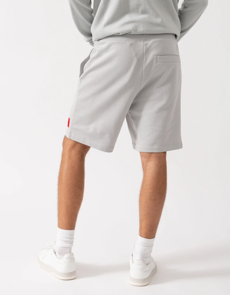 HUGO Diz222 Mens Cotton Terry Shorts with Logo Label - Light/Pastel Grey 050