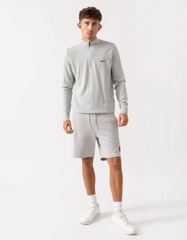 HUGO Diz222 Mens Cotton Terry Shorts with Logo Label - Light/Pastel Grey 050