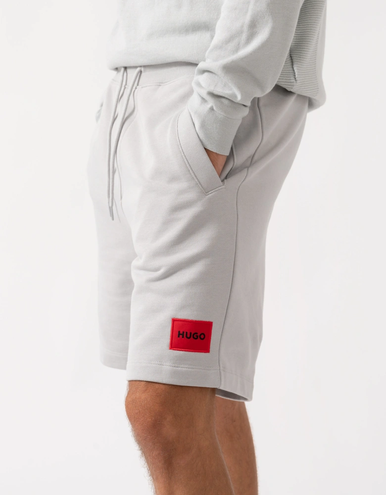 HUGO Diz222 Mens Cotton Terry Shorts with Logo Label - Light/Pastel Grey 050