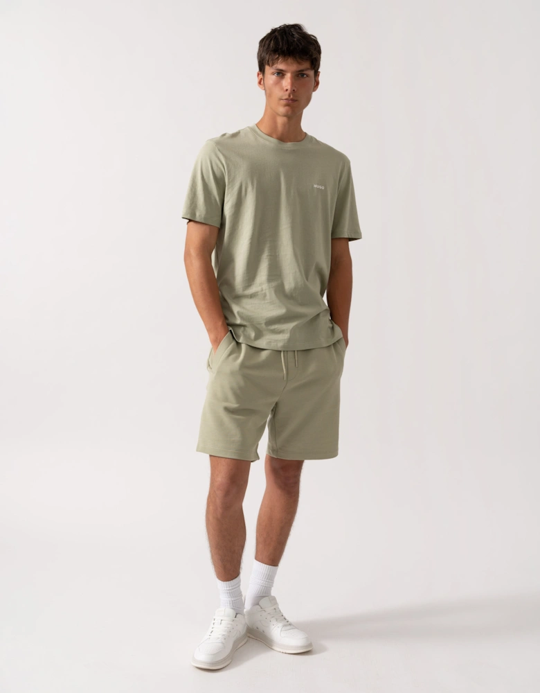 HUGO Dero222 Mens Cotton-Jersey T-Shirt with Logo Print - Open Green 391