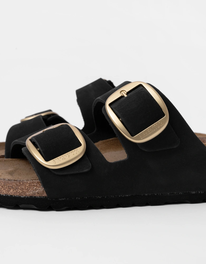 Big Buckle Nubuck Womens Sandals - Black