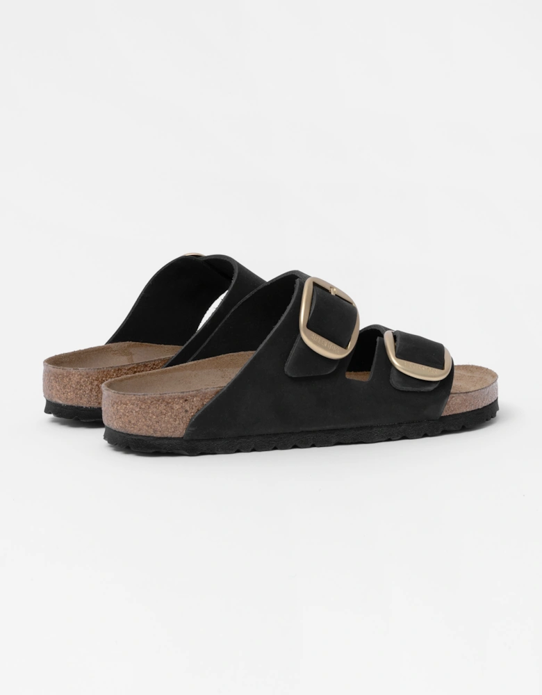 Big Buckle Nubuck Womens Sandals - Black