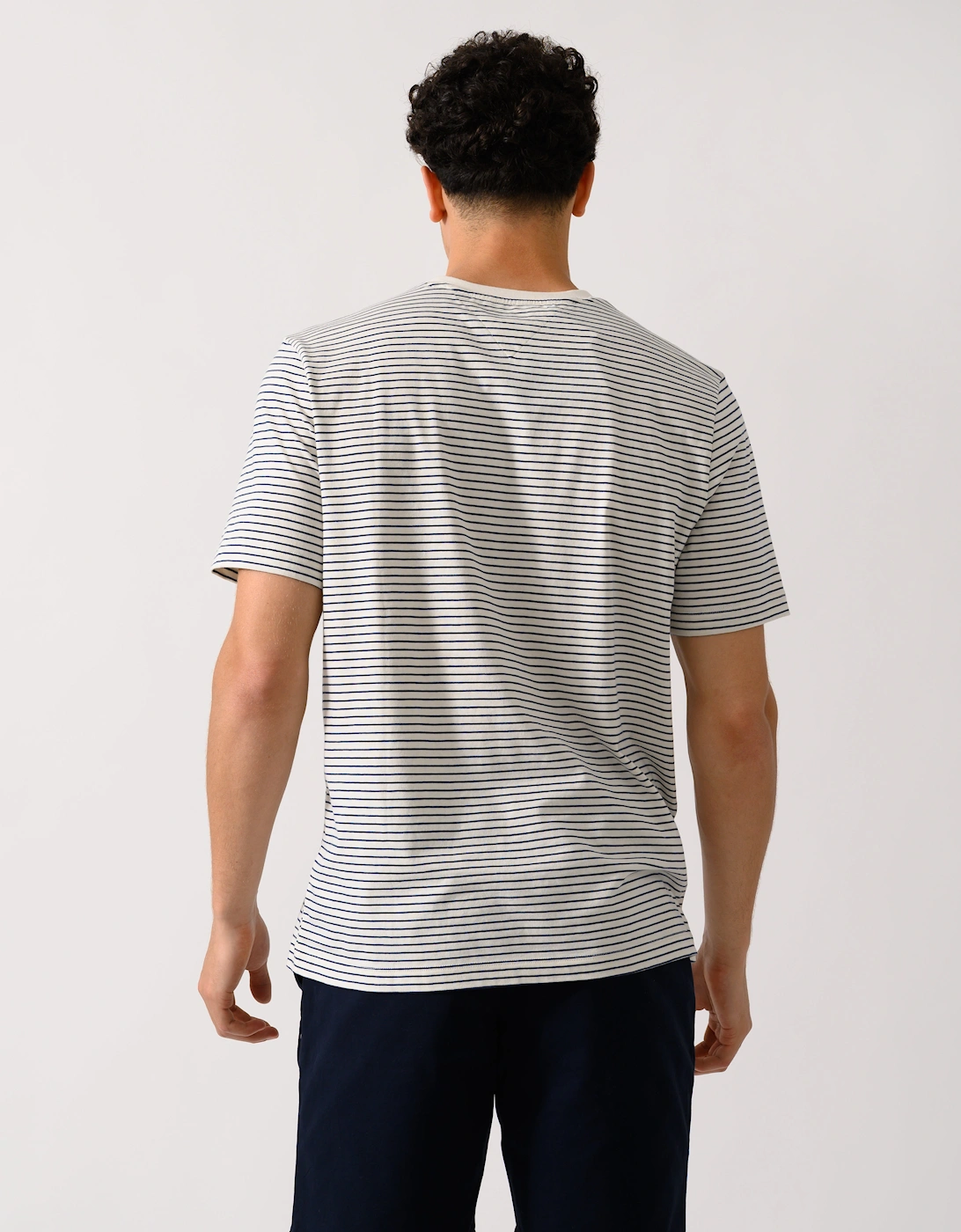 Essential Seasonal Regular Fit Solid Mens T-Shirt - Ivory Petal/Preppy Navy