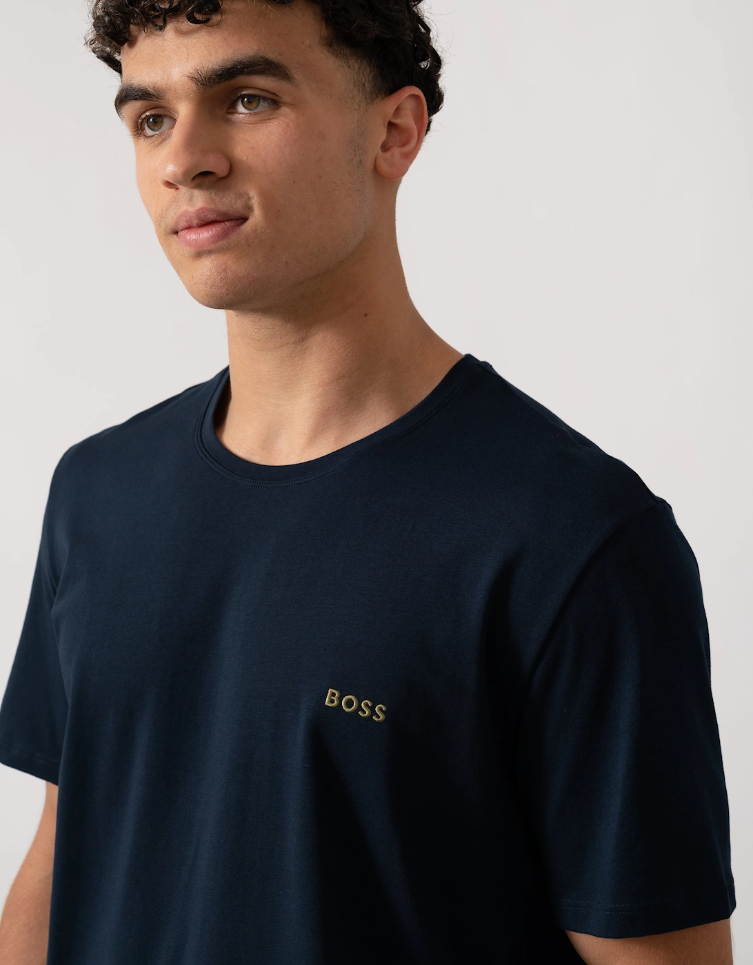 BOSS Orange Mix&Match Mens Stretch-Cotton Loungewear T-Shirt with Embroidered Logo - Dark Blue 406
