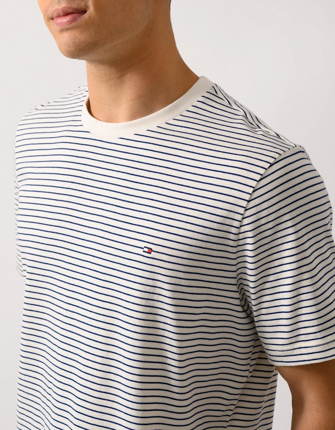 Essential Seasonal Regular Fit Solid Mens T-Shirt - Ivory Petal/Preppy Navy