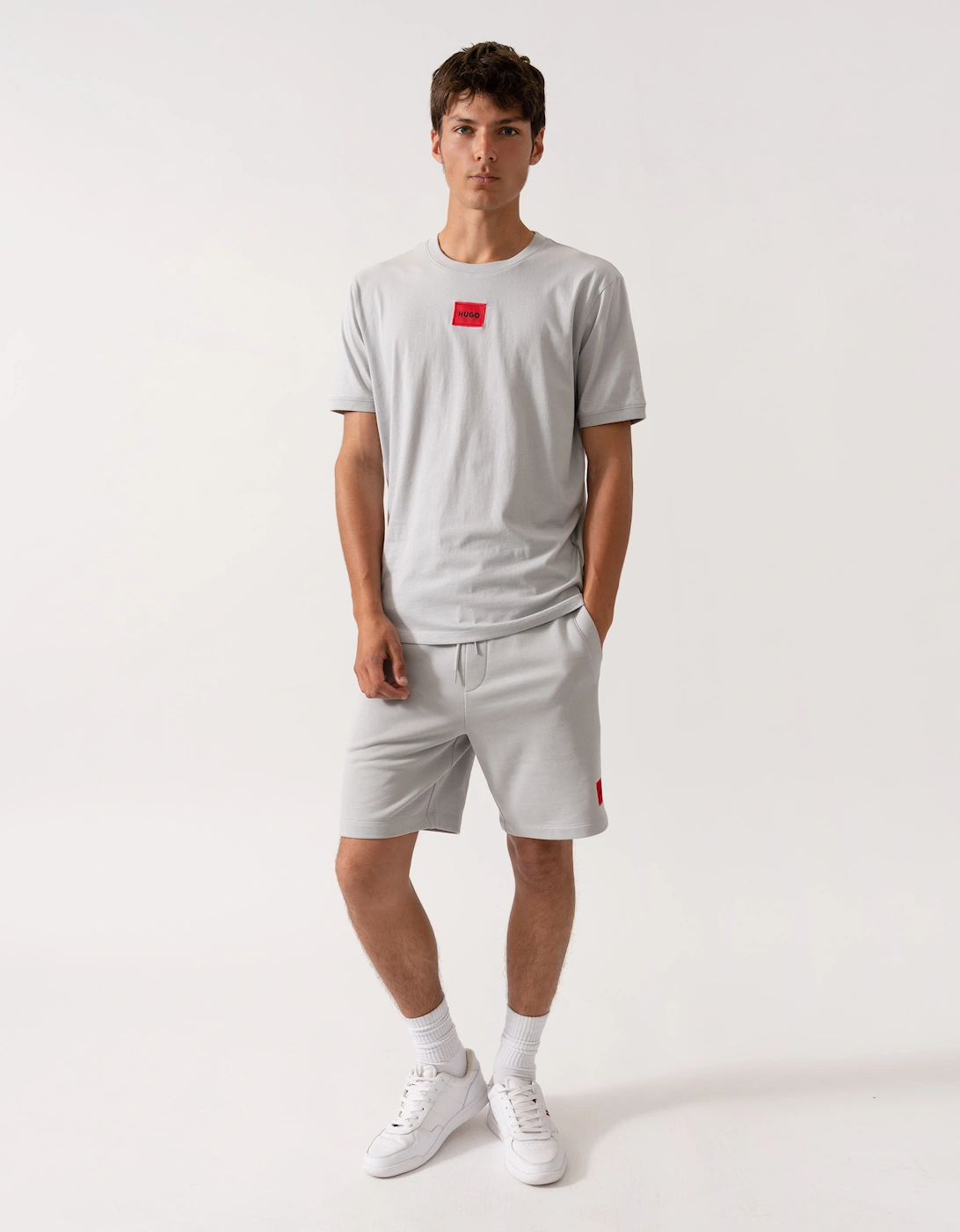 HUGO Diragolino212 Label Logo Mens T-Shirt - Light/Pastel Grey 050