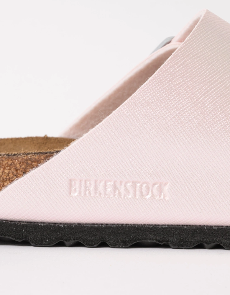 Embossed Birko-Flor Womens Sandals - Saffiano Iridescent Light Rose