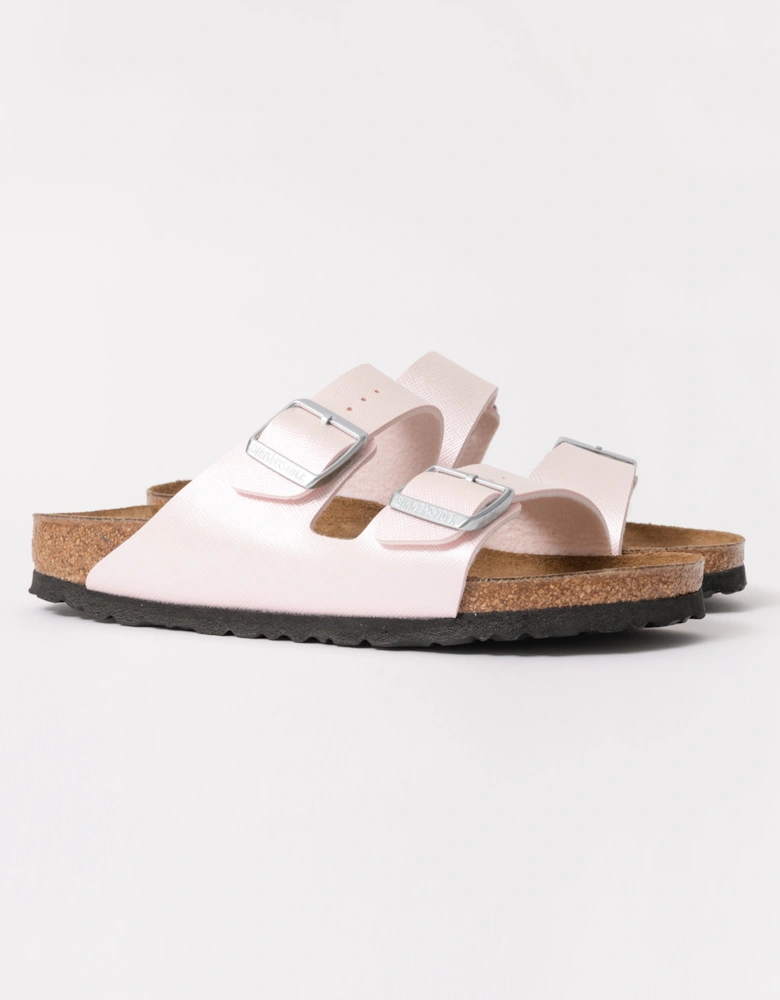 Embossed Birko-Flor Womens Sandals - Saffiano Iridescent Light Rose