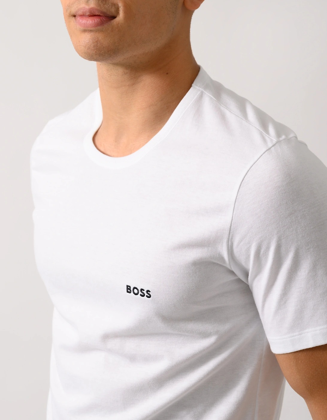 BOSS Orange Mens Three-Pack of Cotton Underwear T-Shirts with Logo Embroidery - Open Miscellaneous 965