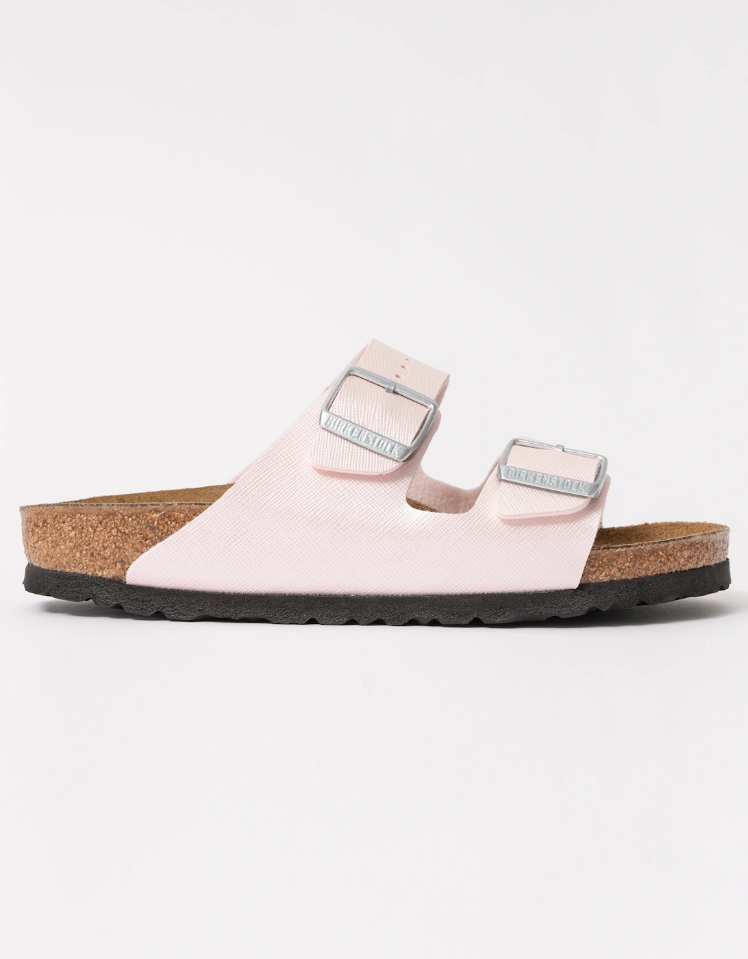 Embossed Birko-Flor Womens Sandals - Saffiano Iridescent Light Rose