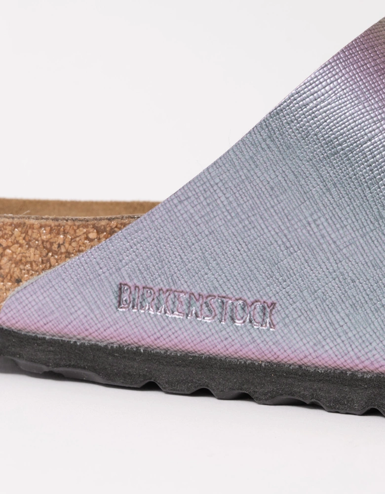 Embossed Birko-Flor Womens Sandals - Saffiano Iridescent Viola