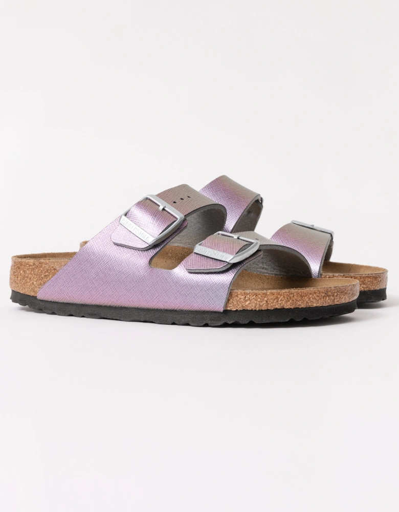 Embossed Birko-Flor Womens Sandals - Saffiano Iridescent Viola